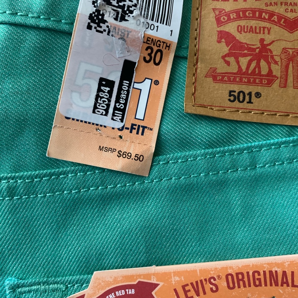 Levi’s 501 Green  Button Fly Jeans SZ 33 x 30 - Picture 4 of 8